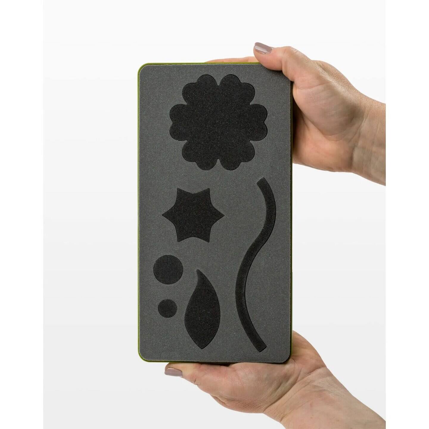 Left. AccuQuilt - AccuQuilt GO! Round Flower Die – Appliqué Flower Shapes with Stem, Leaf & Centers - Multicolor.