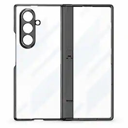 Dteck - Clear Case for Samsung Galaxy Z Fold8 Ultra with Screen Protector, Full Hinge Protection with Metal Stand - Black