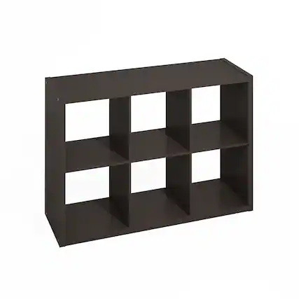 Front. Furinno - Hermite 6-Cube Open Shelves Kitchen Storage, Kitchen Island, Bakers Rack, Buffet Sideboard - Dark Oak.