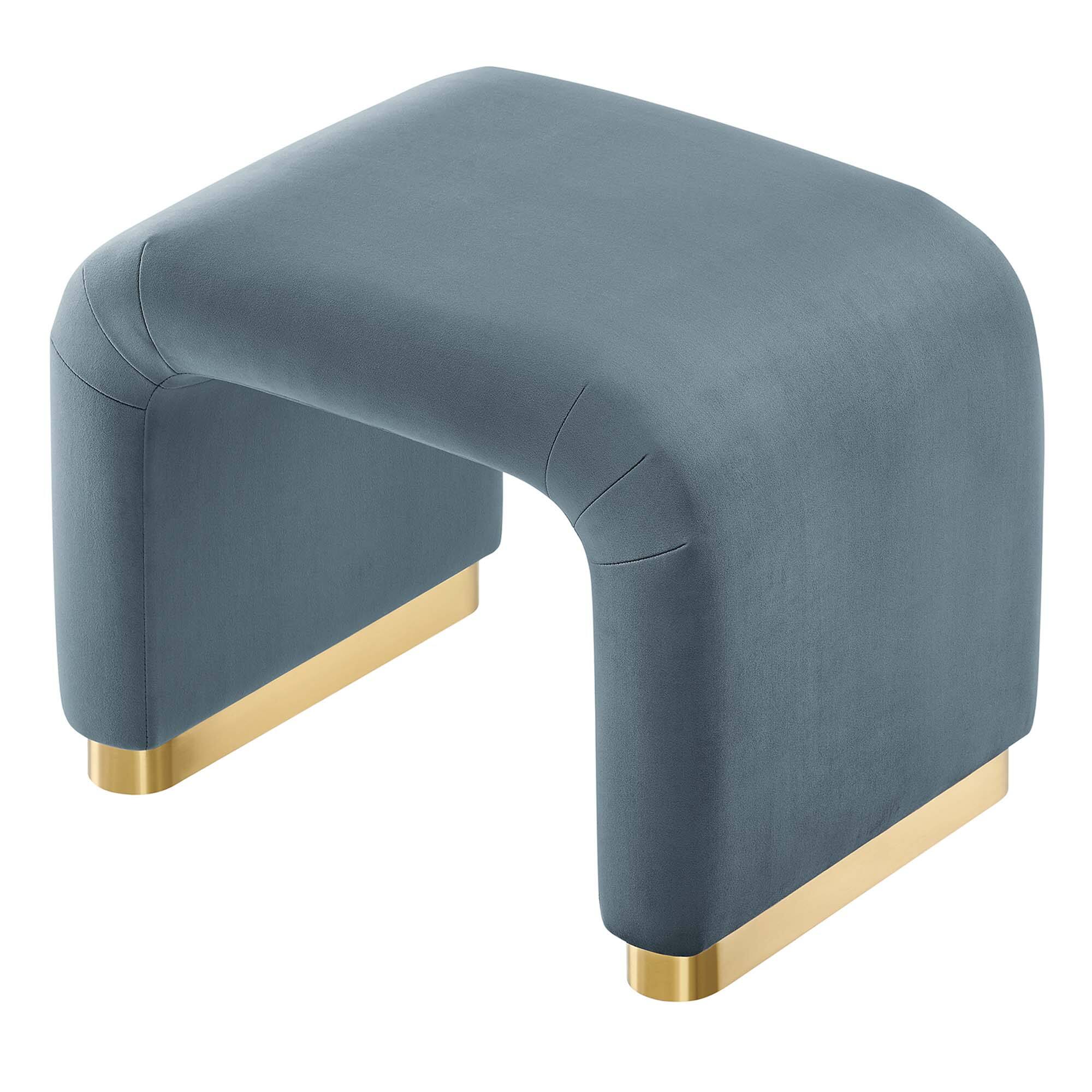 Alt View 5. Modway - Koda Performance Velvet Waterfall Stool by Modway - Brass Cadet Blue.