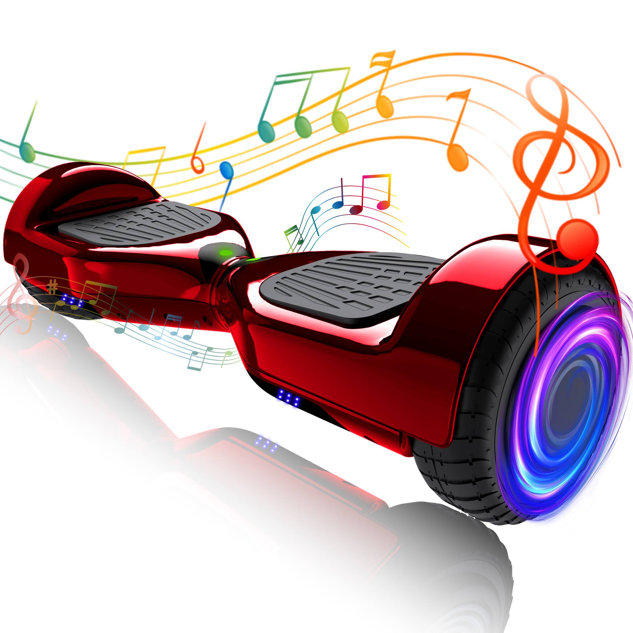 Front. Hover Heart - 6.5" Self-Balancing Electric Hoverboard with Bluetooth Speaker, LED Wheel Lights, Headlight and UL Certified Battery - Spider Red.