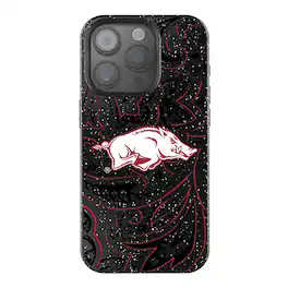 Keyscaper - NCAA - Arkansas Razorbacks Paisley Bling iPhone Case - 14 Pro - Black