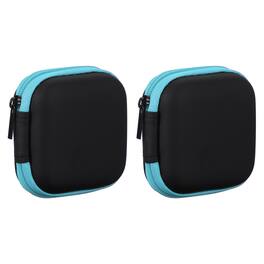 Unique Bargains - 2pcs Earphone Case, 2.95x2.95x1.38in, Portable Earbud Carrying Case Storage Bag for In-Ear Headphones - Blue