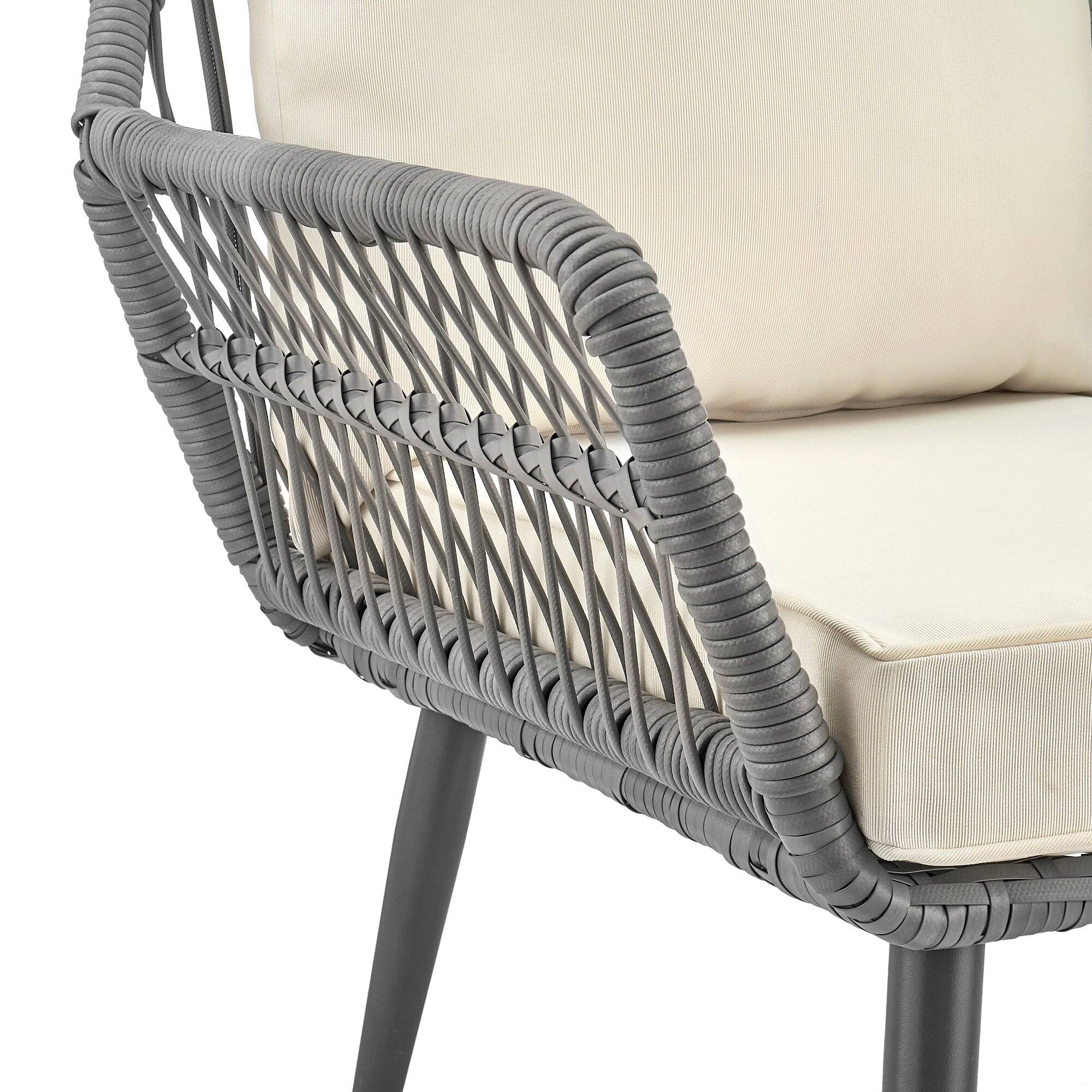 Alt View 2. Manhattan Comfort - Portofino Modern 4-Piece Patio Conversation Set - Gray and Cream.
