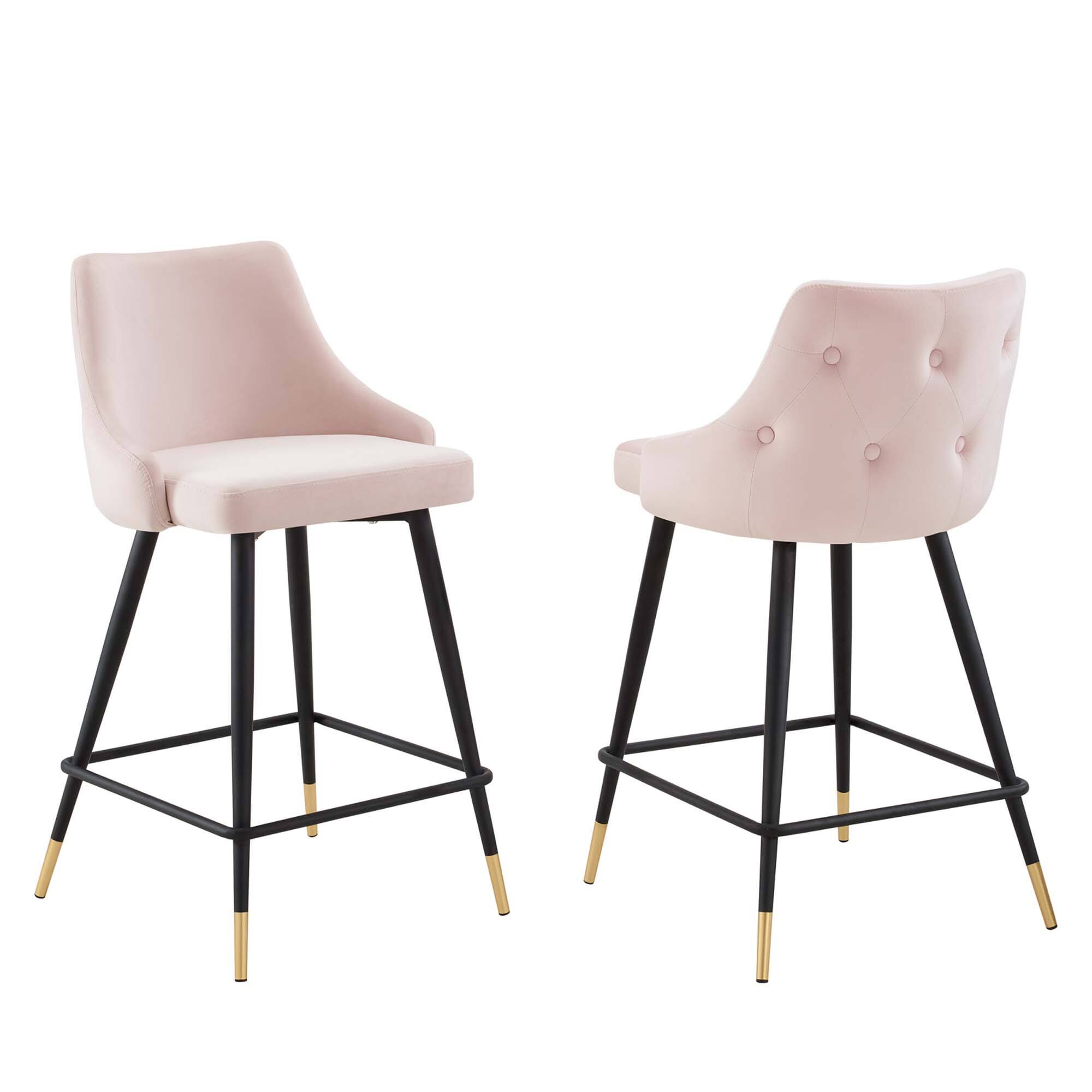 Angle. Modway - Adorn Performance Velvet Counter Stool Set of 2 by Modway - Pink.