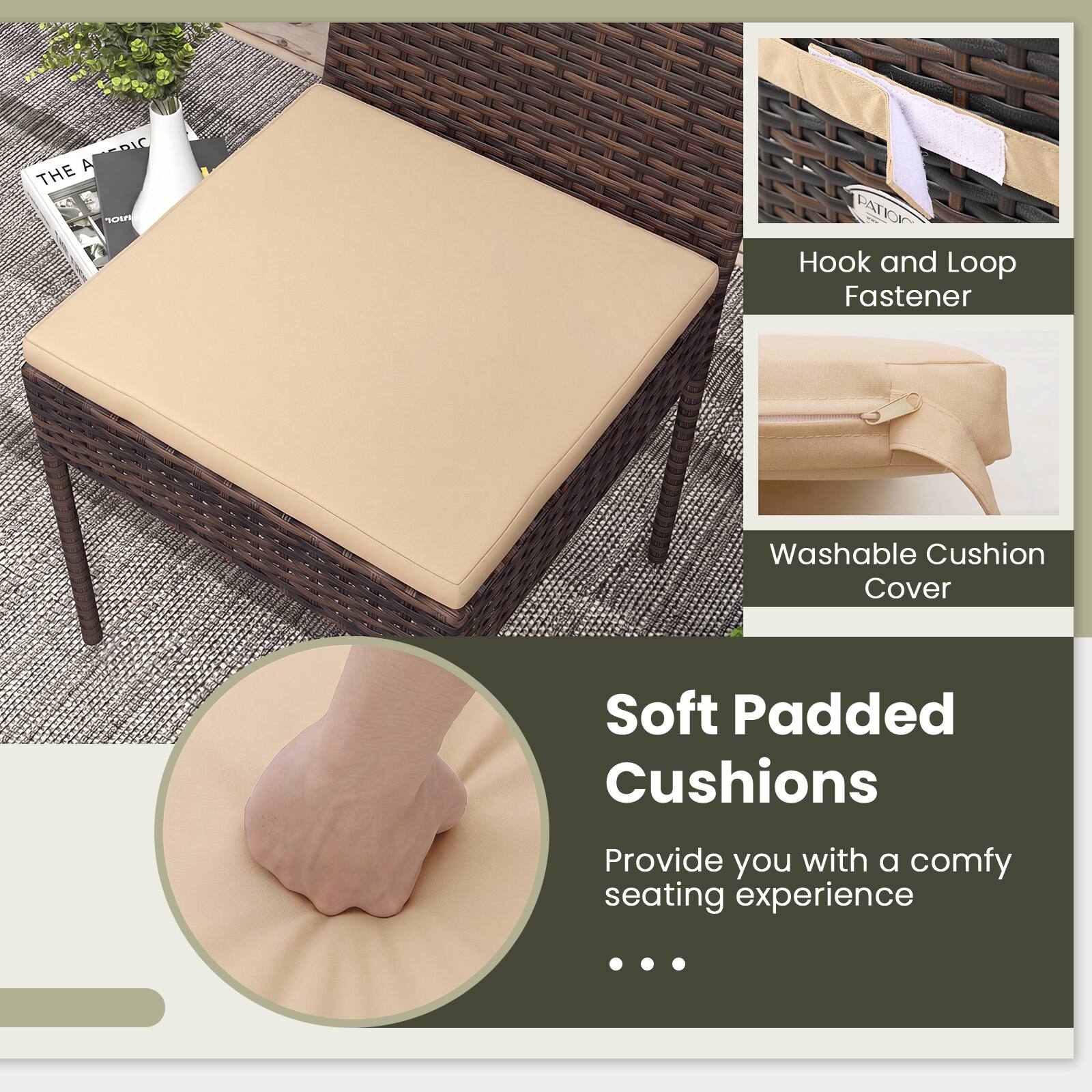 DIC A THE Sou PATI Hook and Loop Fastener Washable Cushion Cover Soft Padded Cushions Provide you with a comfy seating experience