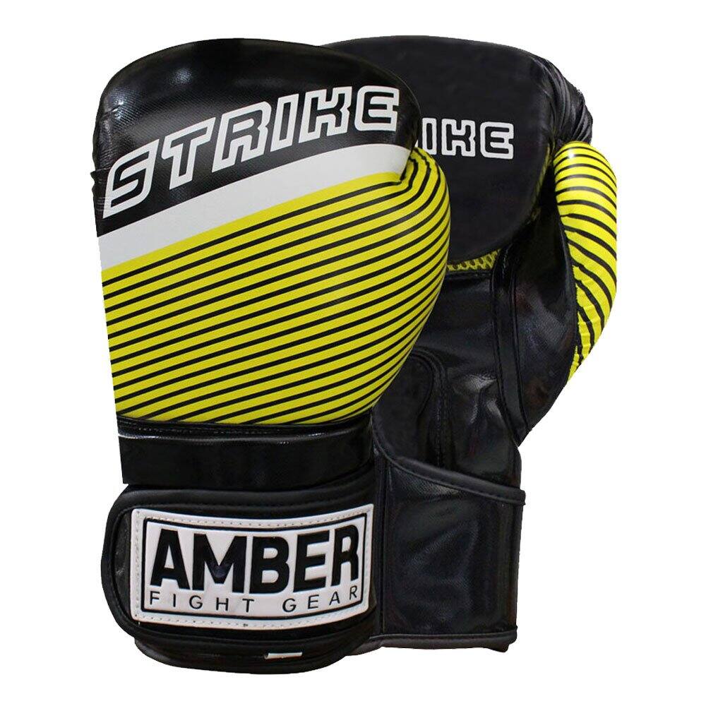 Amber Sporting Goods - Strike v1.0 Training Gloves Boxing Kickboxing Muay Thai Shock Absorption Secure Wrist Support Breathable Design, 16oz - Black