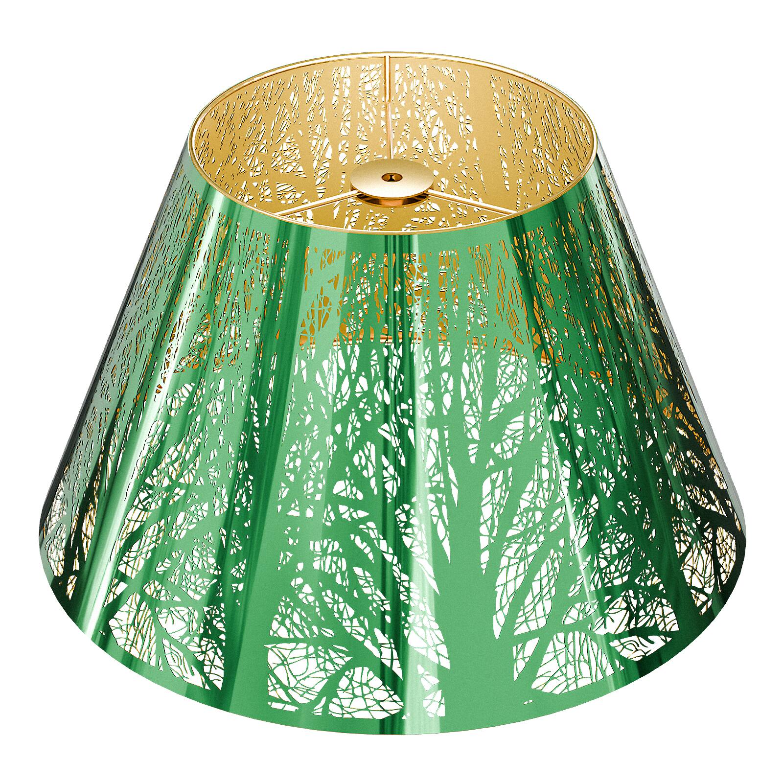 Front. Alucset - Stainless Steel Lamp Shade, ALUCSET Barrel Lampshade for Table Lamps, Metal Lamp Shade (Spider), Green&Gold Replacement - Green&Gold.