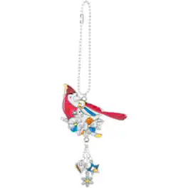 Ganz - Multi Color Artistic Cardinal Bird Car Charm 7.5 inch with Chain - Silver