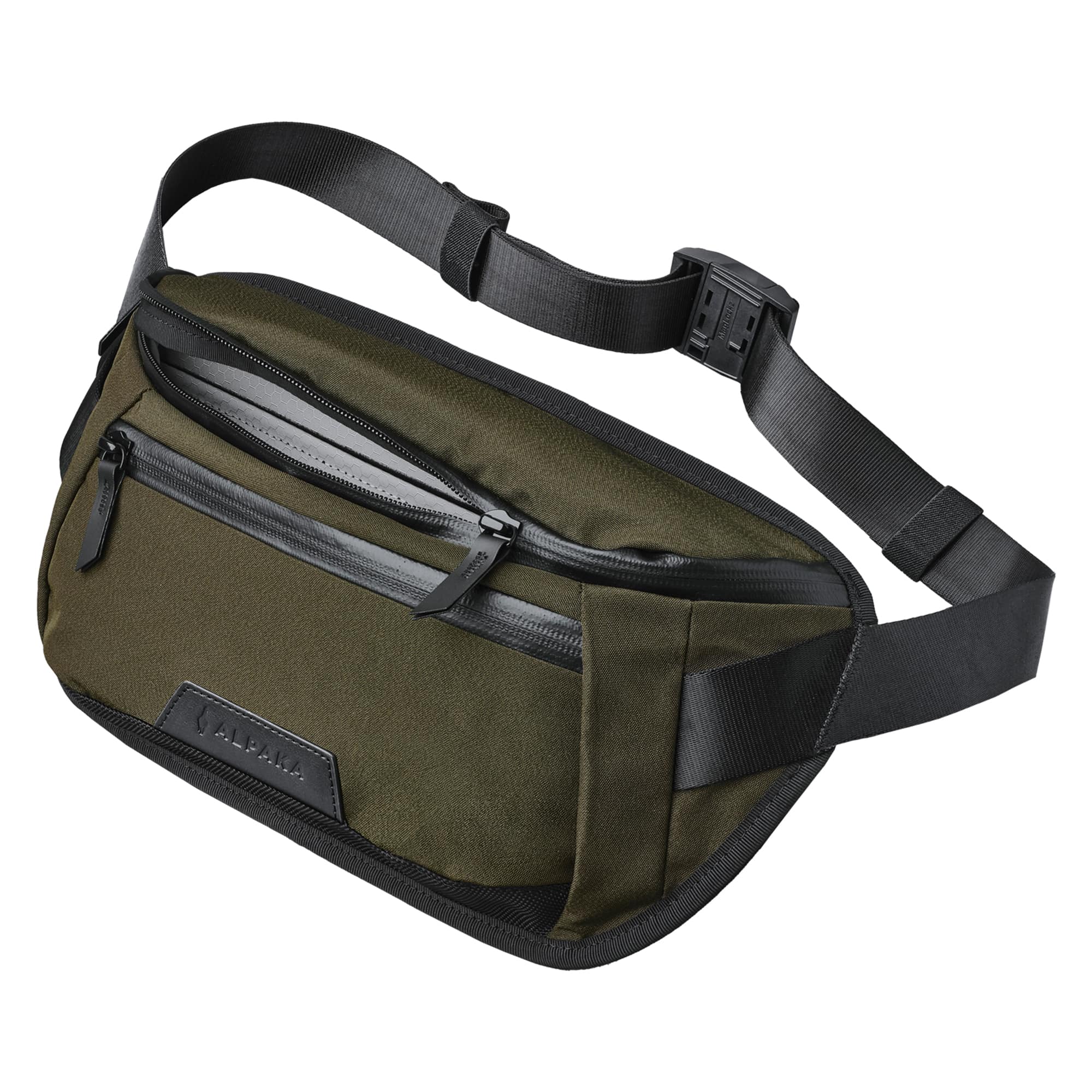 ALPAKA - Sling Bag Bag for Men, Fits iPad Mini & Switch OLED, Hidden Rear Pocket, Magnetic Buckle, YKK AquaGuard Zippers - Army Green Axoflux 300D