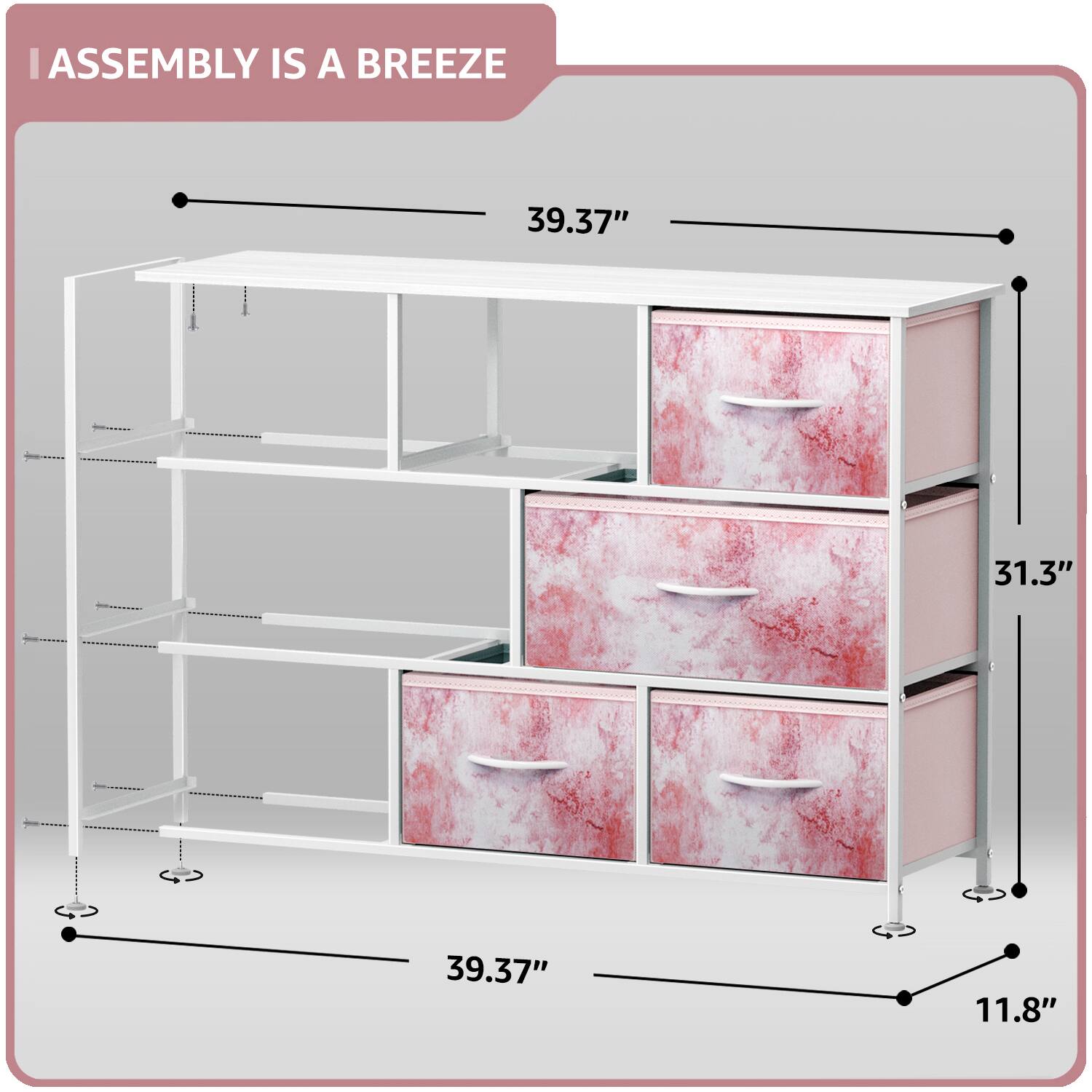 I ASSEMBLY IS A BREEZE

39.37"  
31.3"  
39.37"  
11.8"