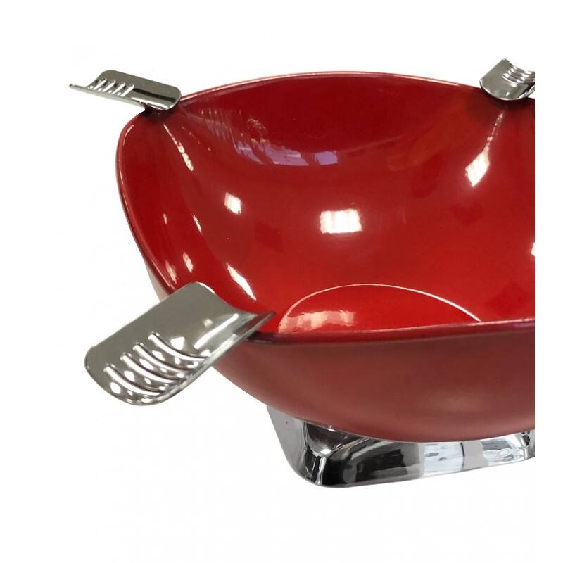 Back. Prestige - Smokin Ash' Quadrangle Cigar Ashtray (Red) - Gloss Metallic Red Finish.