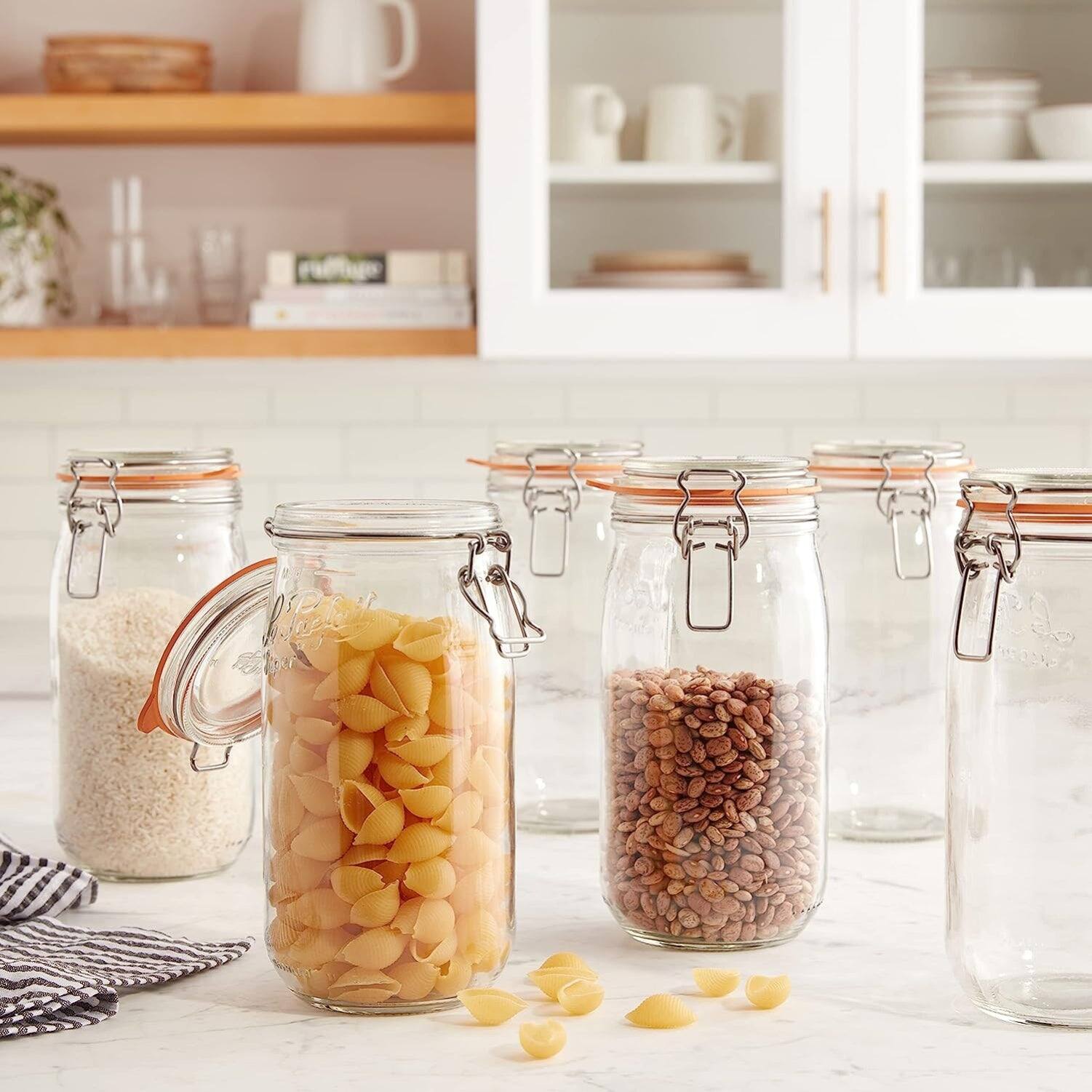 Alt View 2. Le Parfait - Super Jar - 1.5L French Glass Canning Jar w/Round Body, Airtight Rubber Seal & Glass Lid, 48oz/Quart & Half (Pack of 3).