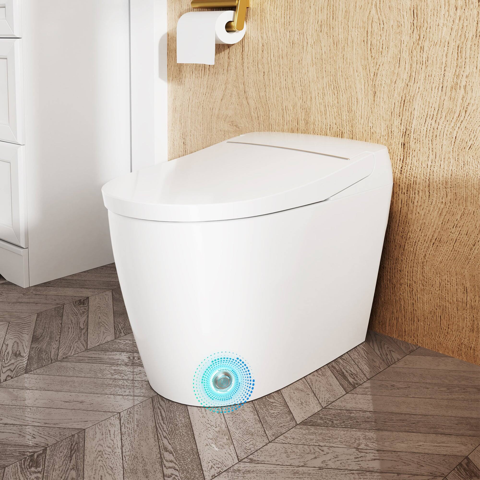 Alt View 3. Boyel Living - Smart Toilet Ceramic Body with Heated Seat Auto Flush and Night Light - White.