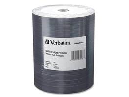 Verbatim - 4.7GB 16X DVD-R Inkjet Printable 100 Packs Spindle Media Model 97016