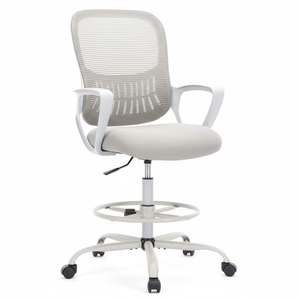 AOITUN - Office Chair, Ergonomic Tall Mesh Office Chair with Storable Lumbar Support, Adjustable Foot Ring - Gray