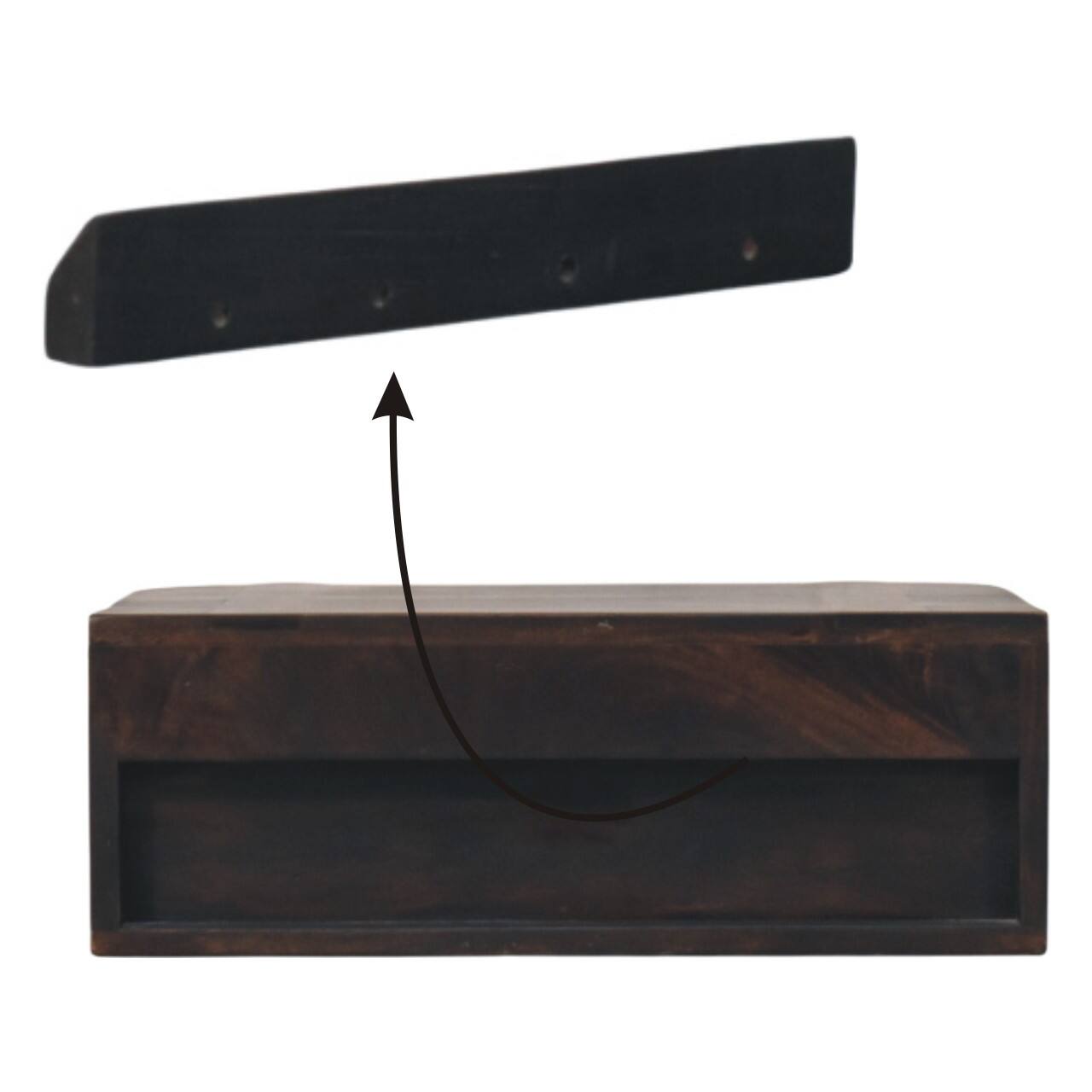 Alt View 7. Artisan Furniture - Artisan Furniture Solid Wood Rattan Curve Wall-Mounted Drawer - Dark Brown.