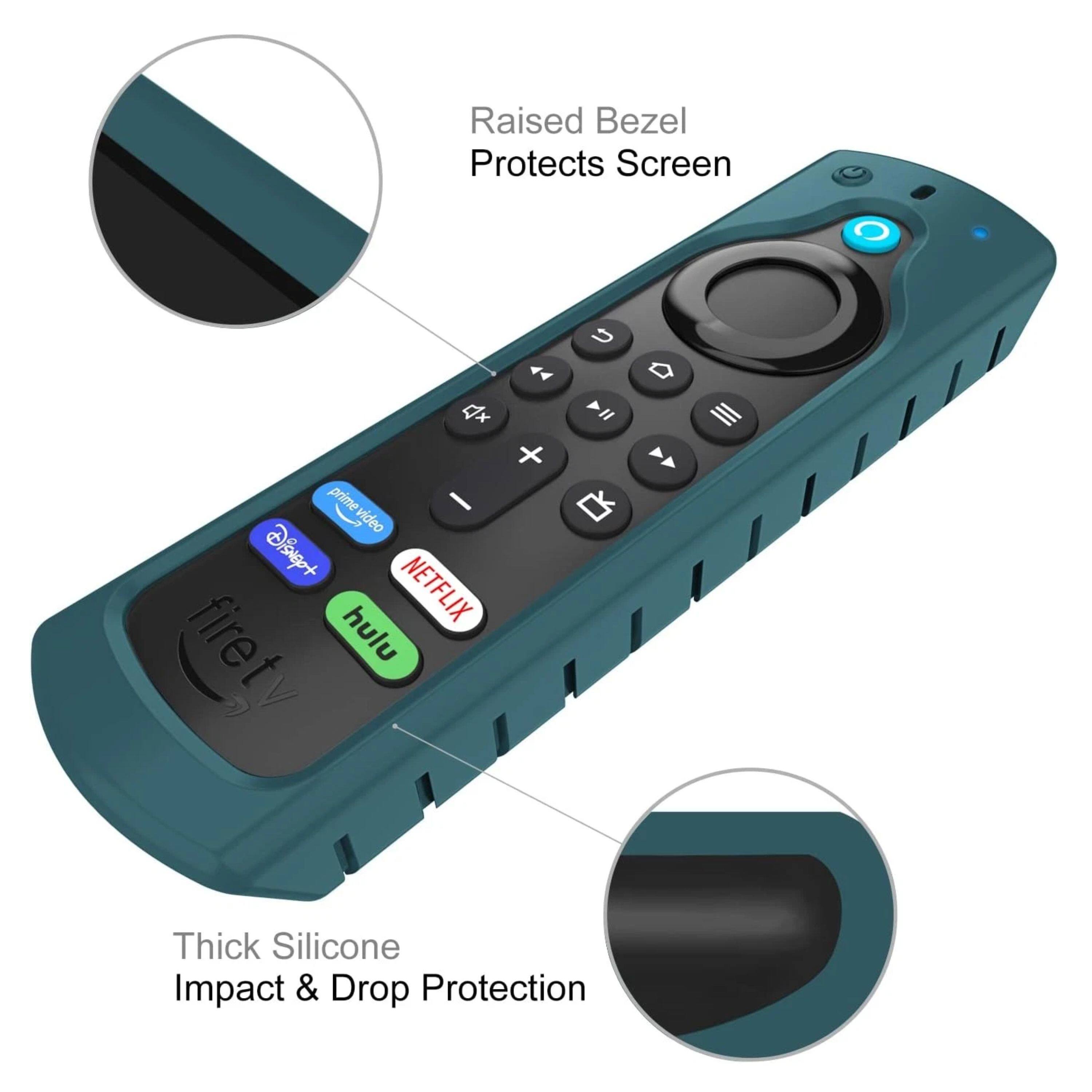 Raised Bezel Protects Screen  
Prime Video  
Disney+  
NETFLIX  
fire TV  
hulu  
Thick Silicone Impact & Drop Protection