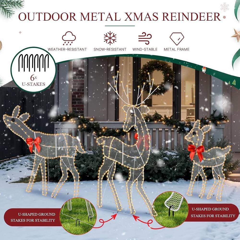 OUTDOOR METAL XMAS REINDEER

- WEATHER-RESISTANT
- SNOW-RESISTANT
- WIND-STABLE
- METAL FRAME

6x U-STAKES

U-SHAPED GROUND STAKES FOR STABILITY