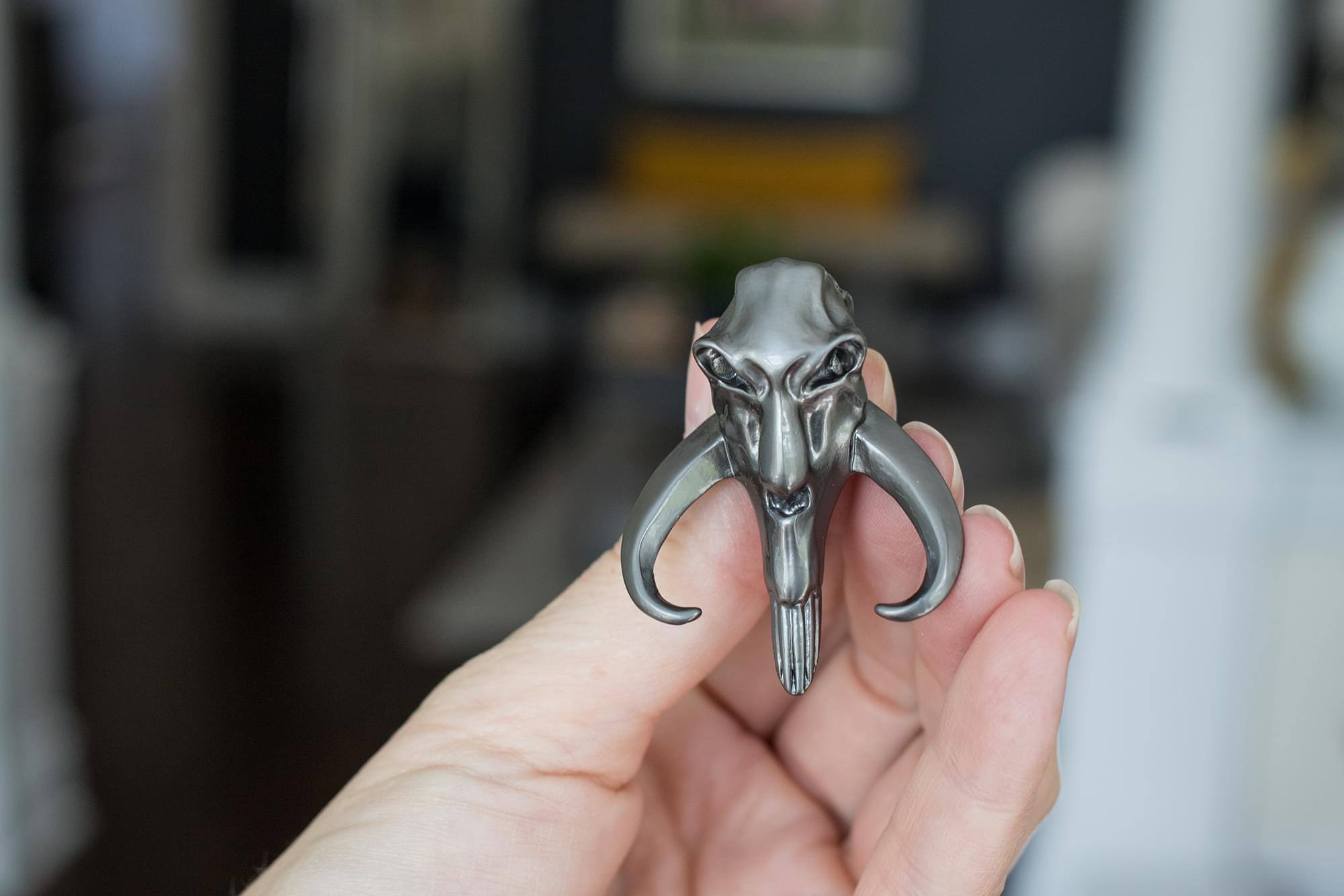 Alt View 3. SalesOne LLC - Star Wars The Mandalorian 3D Mythosaur Skull Collector Pin Toynk Exclusive - Silver.