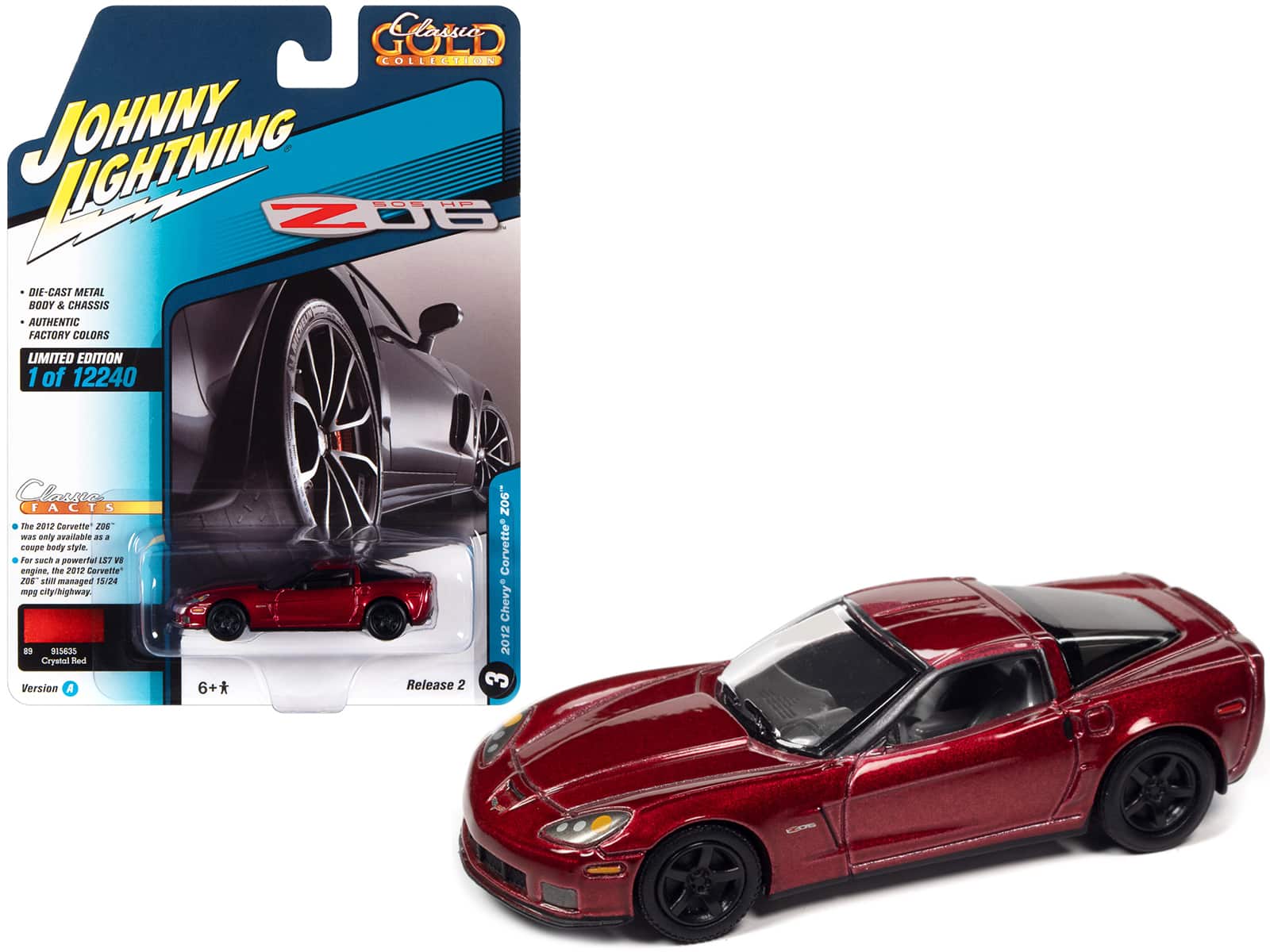 "2012 Chevrolet Corvette Z06 Crystal Red Met. ""Classic Gold Collection"" Ltd Ed 1/64 Diecast Model Car by Johnny Lightning" price history on PriceWatchPro