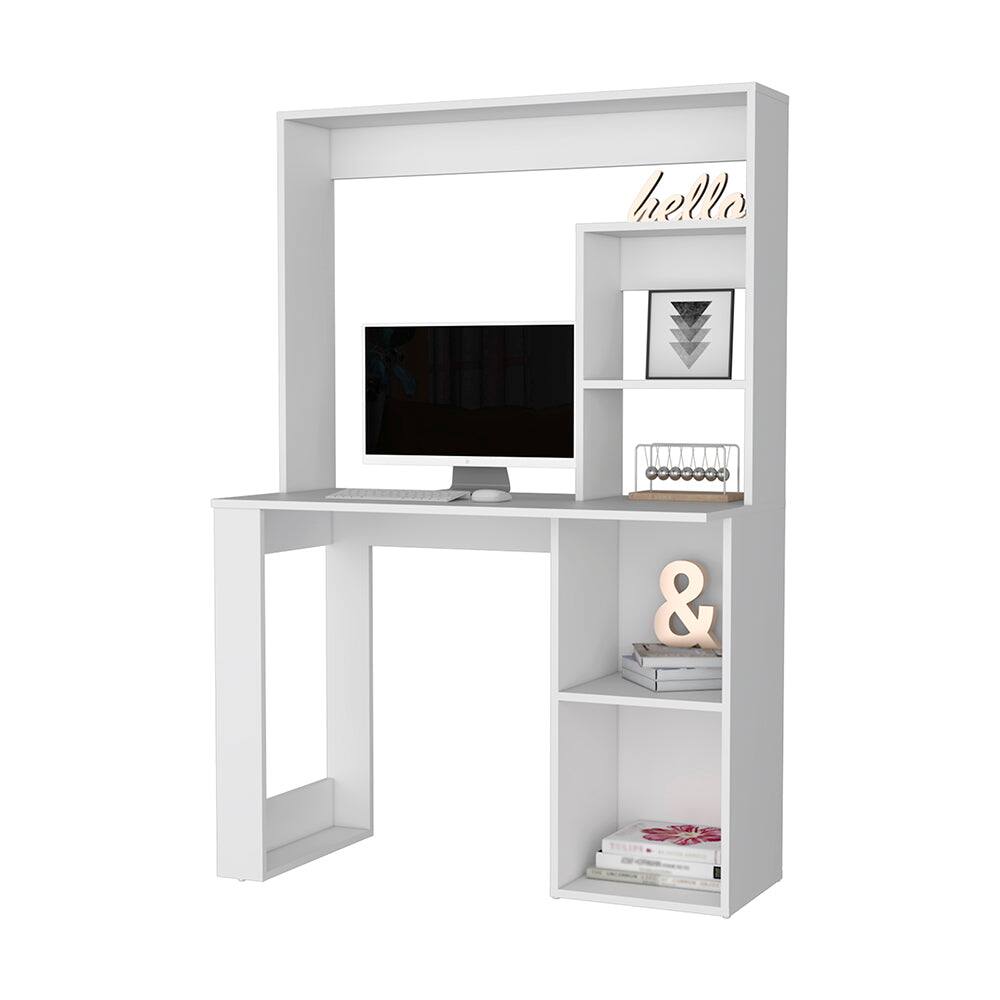 Front. APRILSOUL - Carroll Computer Desk with Hutch and Storage Shelves - White.
