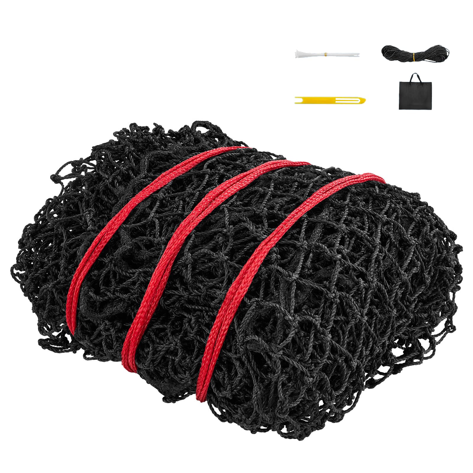 VEVOR - Round Bale Hay Net, 4.92 x 4.92 x 4.92 ft, 1.75 inch Holes, PE Material, Reinforced Knotted Design, with Zip Ties - Black