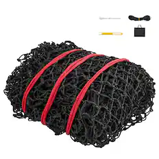 Front. VEVOR - Round Bale Hay Net, 4.92 x 4.92 x 4.92 ft, 1.75 inch Holes, PE Material, Reinforced Knotted Design, with Zip Ties - Black.