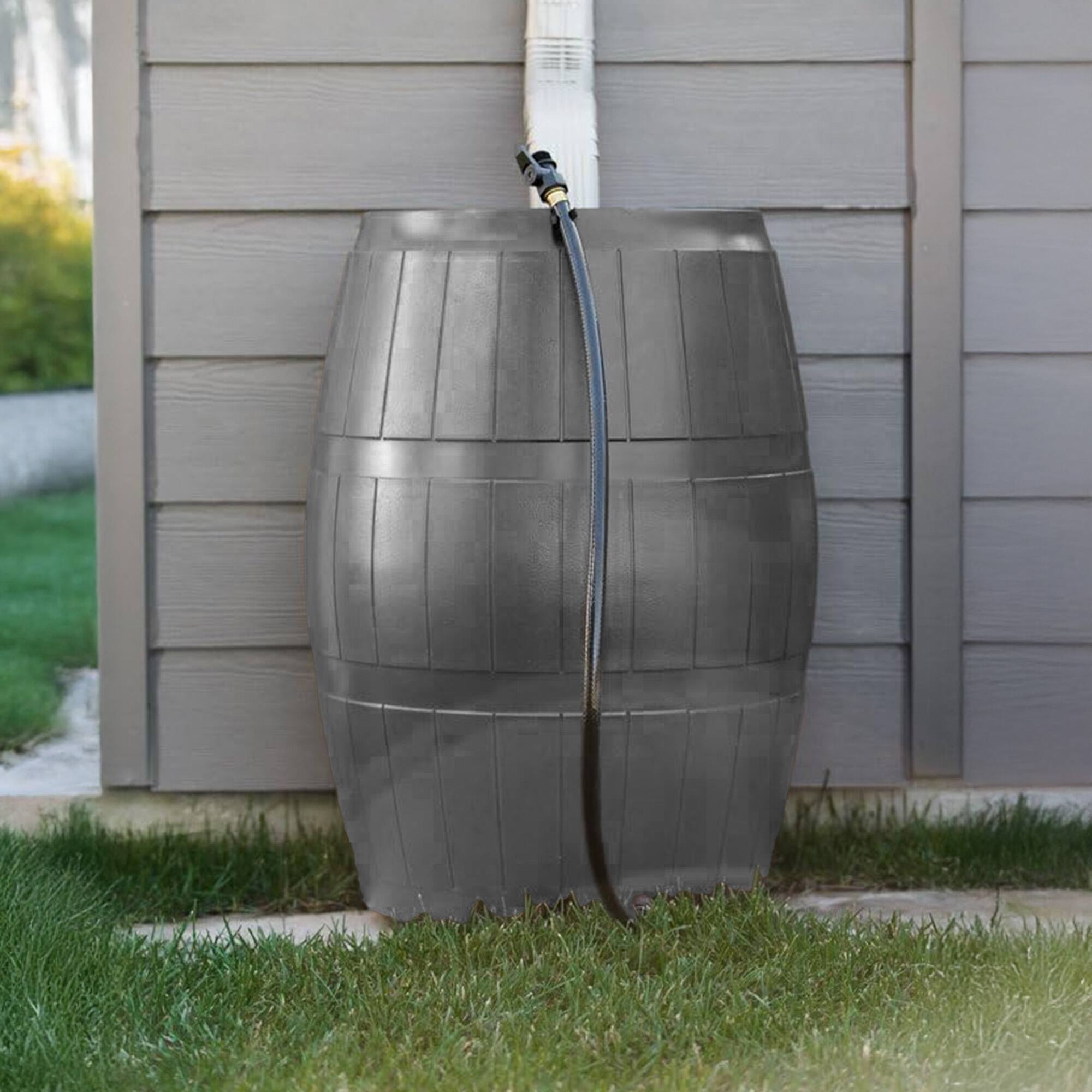 Alt View 5. FCMP Outdoor - FCMP Outdoor RC4000 50 Gallon Outdoor Rain Water Catcher Barrel Container, Grey - Grey.