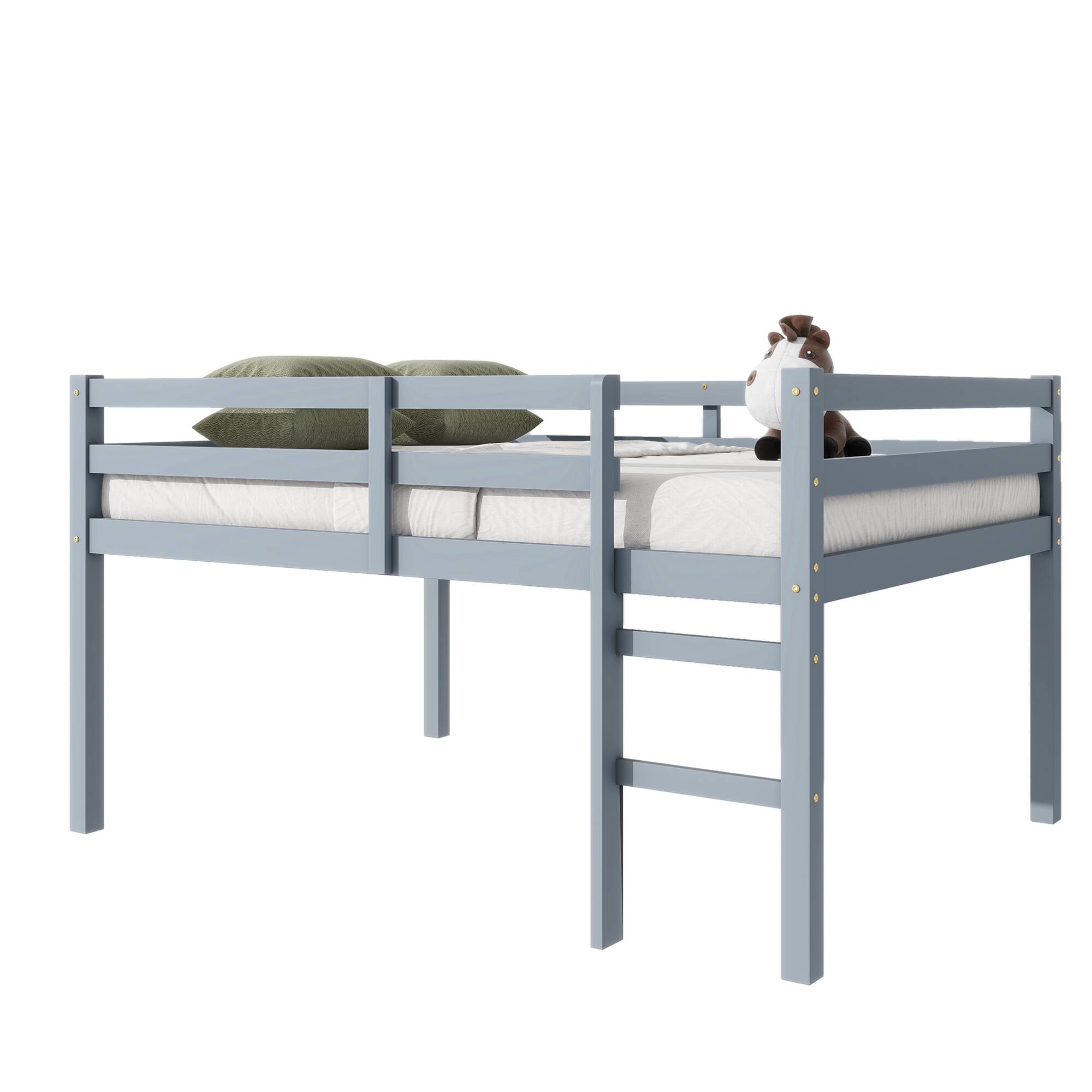 Alt View 8. GOODSILO - Premium Full-Size Loft Bed with Ladder Designed for Space Optimization and Stylish Comfort - Grey.