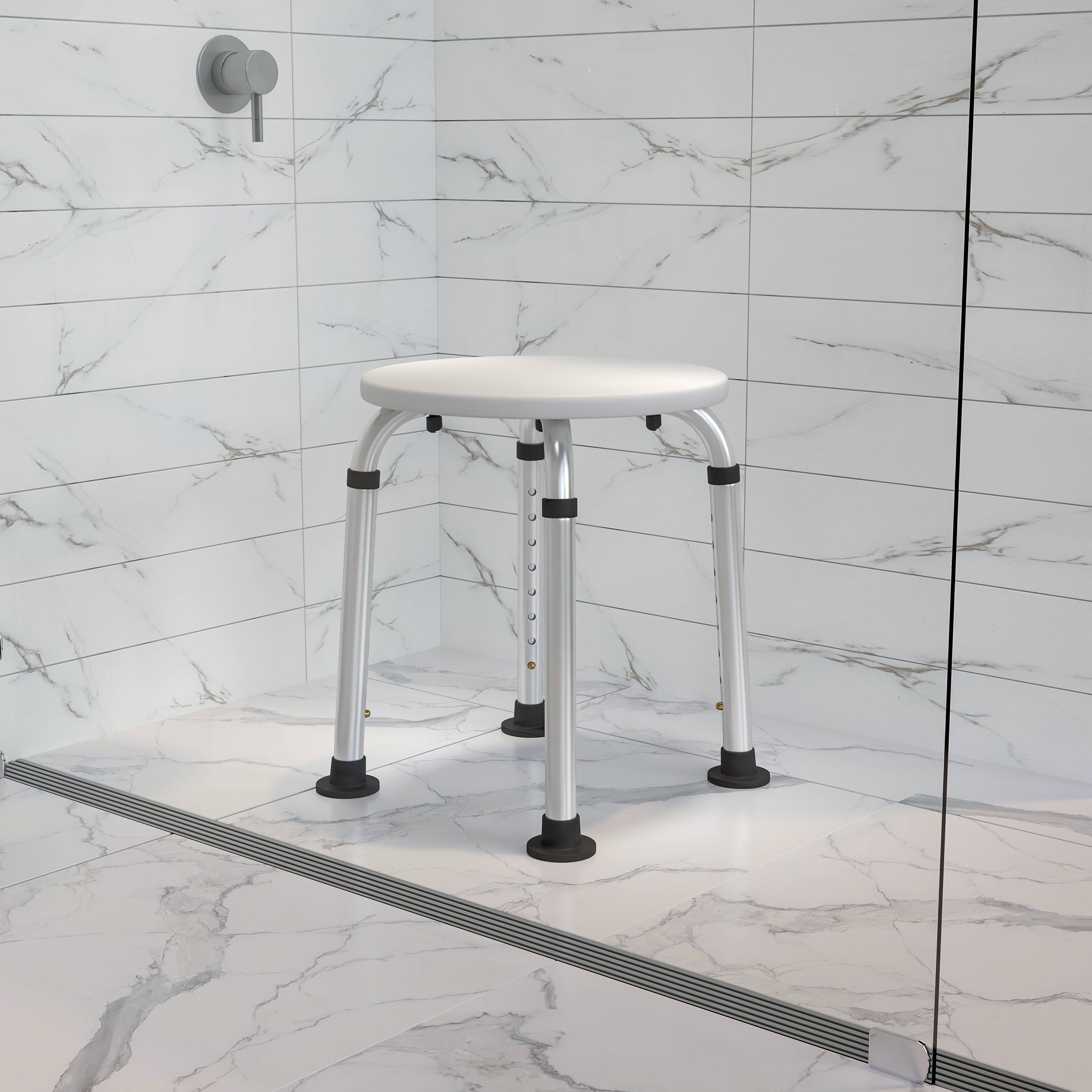 Alt View 1. Emma + Oliver - Tool-Free 300 Lb. Capacity, Adjustable Bath & Shower Stool - White.