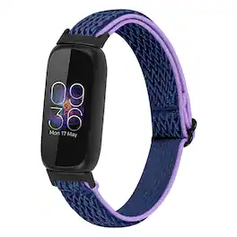 StrapsCo - Comfort Stretch Band Elastic Nylon Watch Strap For Fitbit Inspire 3 - Blue & Purple