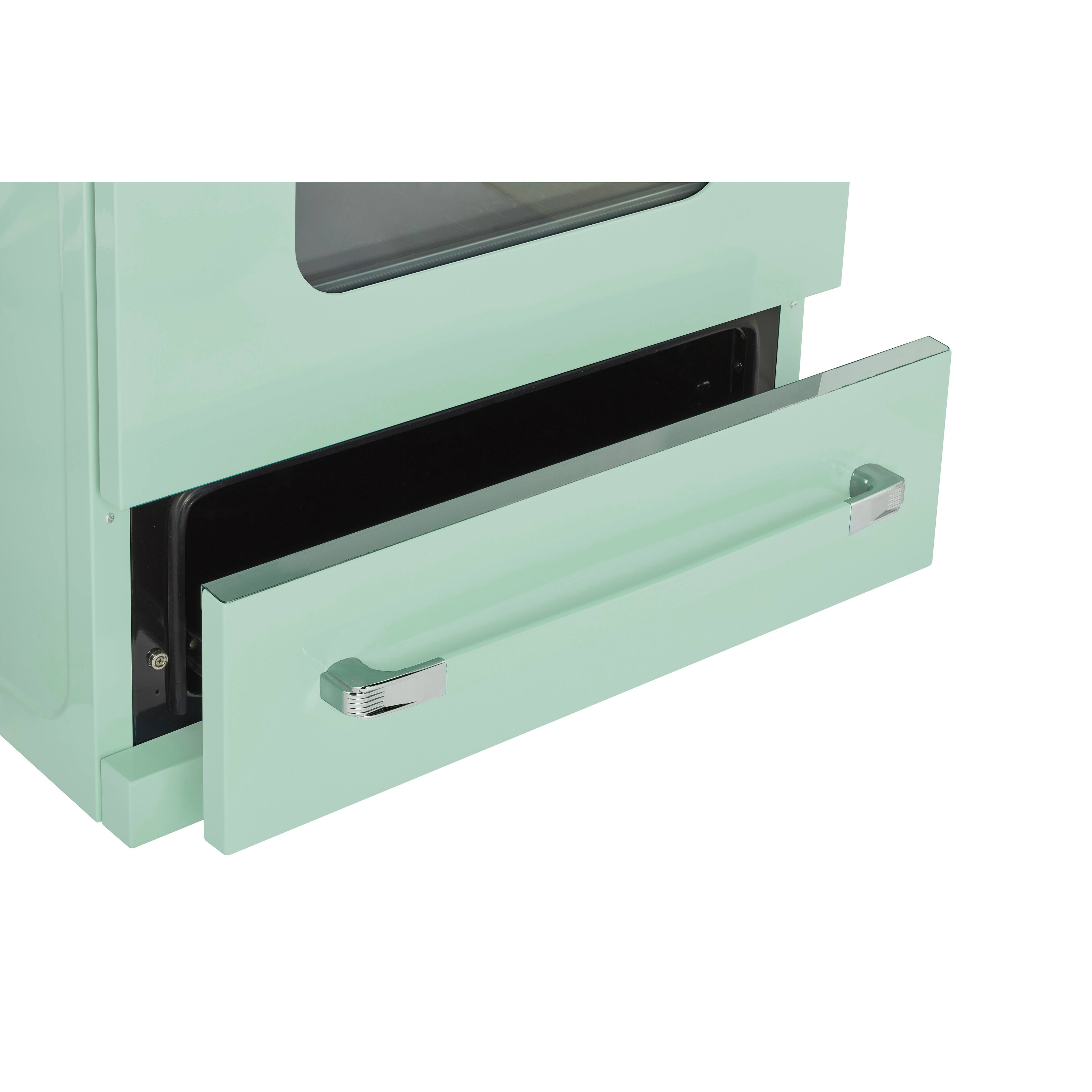 Alt View 11. Unique Appliances - 30 in. Wide 5 Elements Classic Retro 3.9 Cu. Ft. Freestanding Electic Convection Range with Glass Top and Storage Drawer - Summer Mint Green.