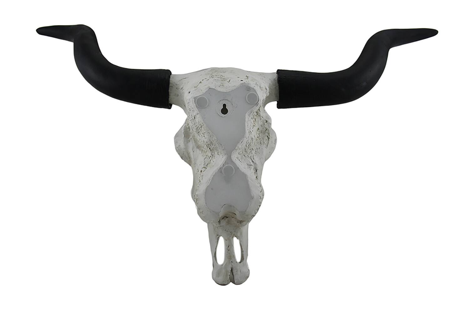 Alt View 2. Zeckos - Longhorn and Lace Black & White Filigree Design Hanging Steer Skull Statue - White.
