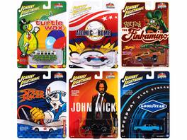 Pop Culture 2025 Set of 6 Cars Release 1 1/64 Diecast Model Cars by Johnny Lightning - Multicolor