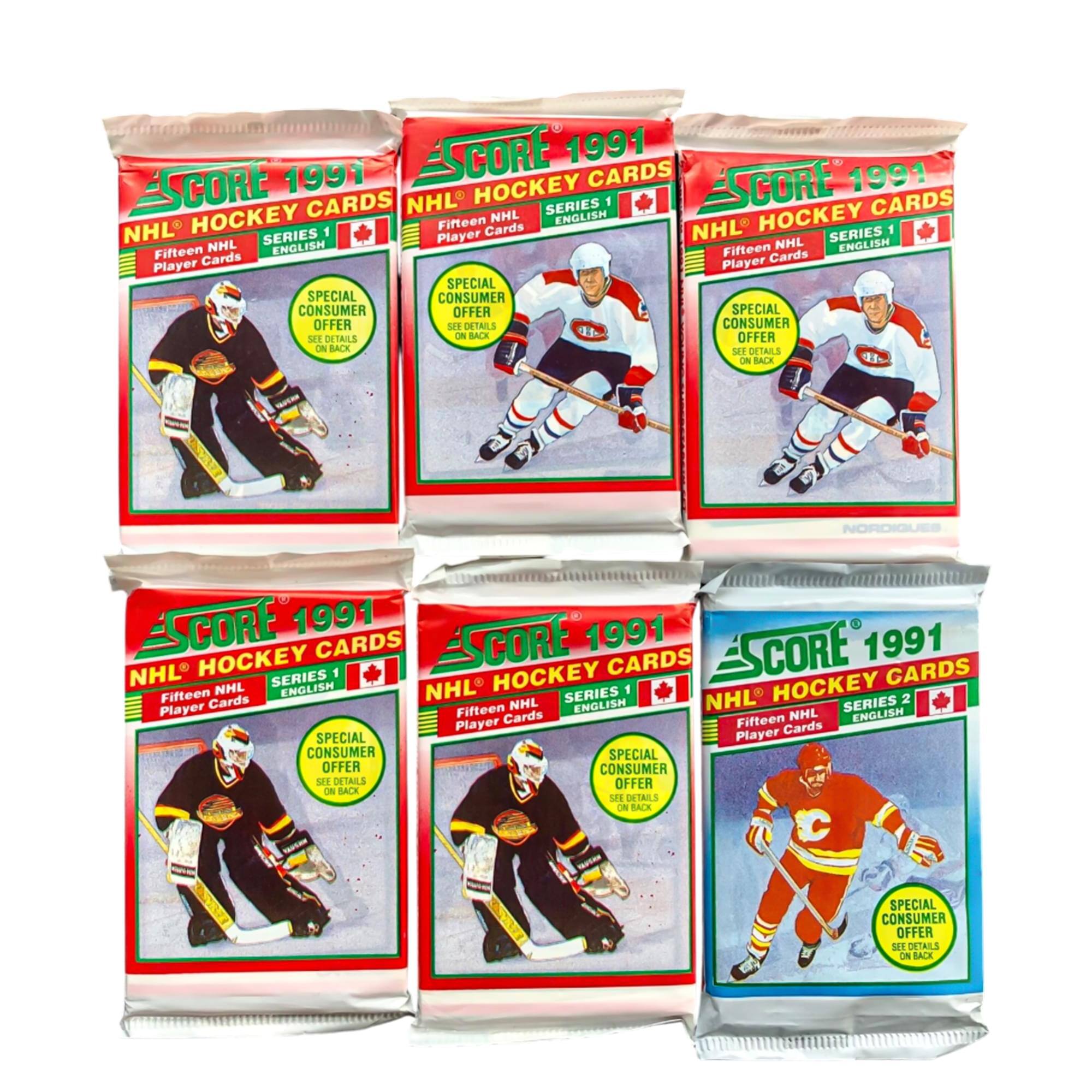 SCORE 1991  
NHL HOCKEY CARDS  
Fifteen NHL Player Cards  
SERIES 1 ENGLISH  
SPECIAL CONSUMER OFFER  
SEE DETAILS ON BACK  

SCORE 1991  
NHL HOCKEY CARDS  
Fifteen NHL Player Cards  
SERIES 1 ENGLISH  
SPECIAL CONSUMER OFFER  
SEE DETAILS ON BACK  

SCORE 1991  
NHL HOCKEY CARDS  
Fifteen NHL Player Cards  
SERIES 1 ENGLISH  
SPECIAL CONSUMER OFFER  
SEE DETAILS ON BACK  

SCORE 1991  
NHL HOCKEY CARDS  
Fifteen NHL Player Cards  
SERIES 1 ENGLISH  
SPECIAL CONSUMER OFFER  
SEE DETAILS ON BACK  

SCORE 1991  
NHL HOCKEY CARDS  
Fifteen NHL Player Cards  
SERIES 2 ENGLISH  
SPECIAL CONSUMER OFFER  
SEE DETAILS ON BACK