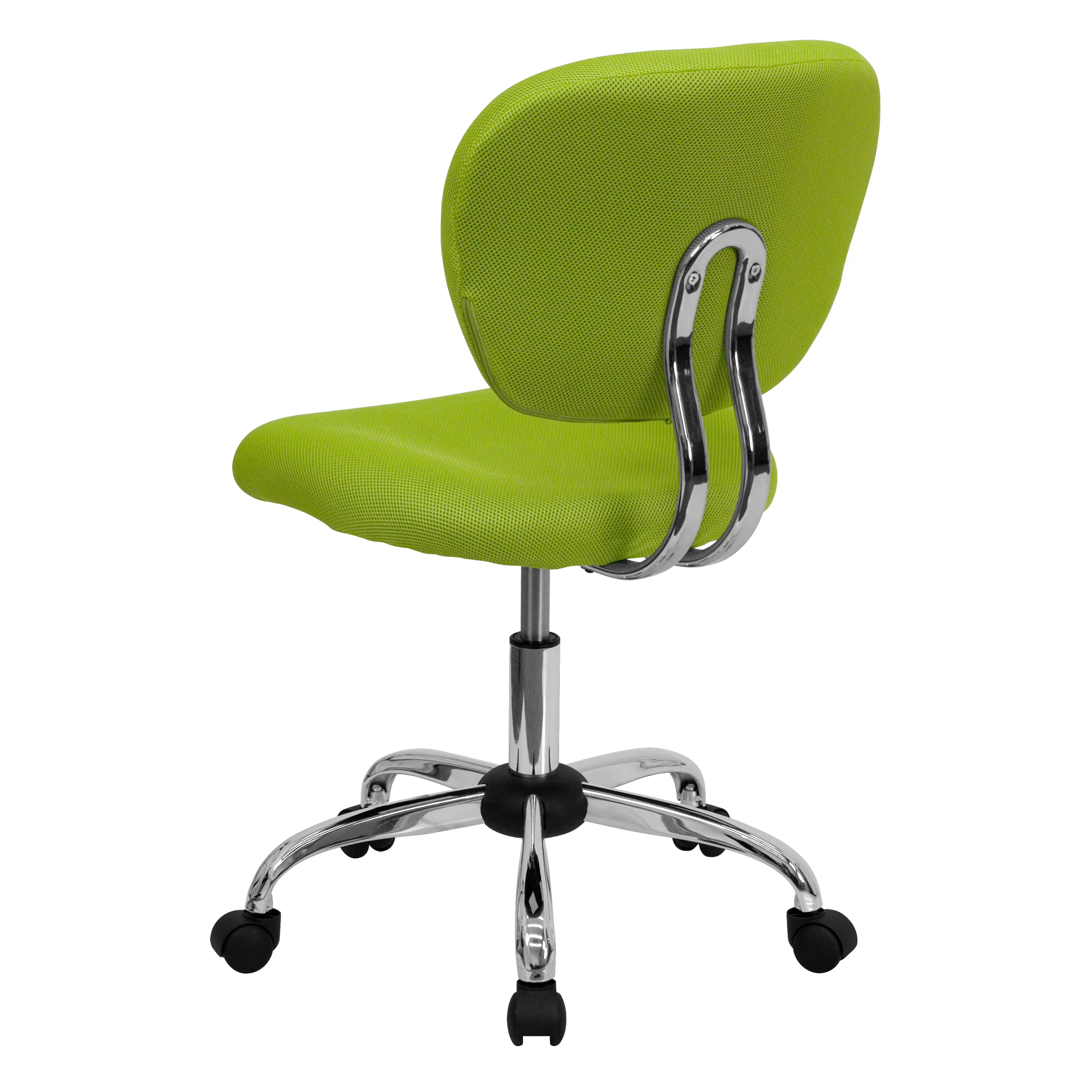 Alt View 5. Emma + Oliver - Mid-Back Mesh Padded Swivel Task Office Chair with Chrome Base - Apple Green.