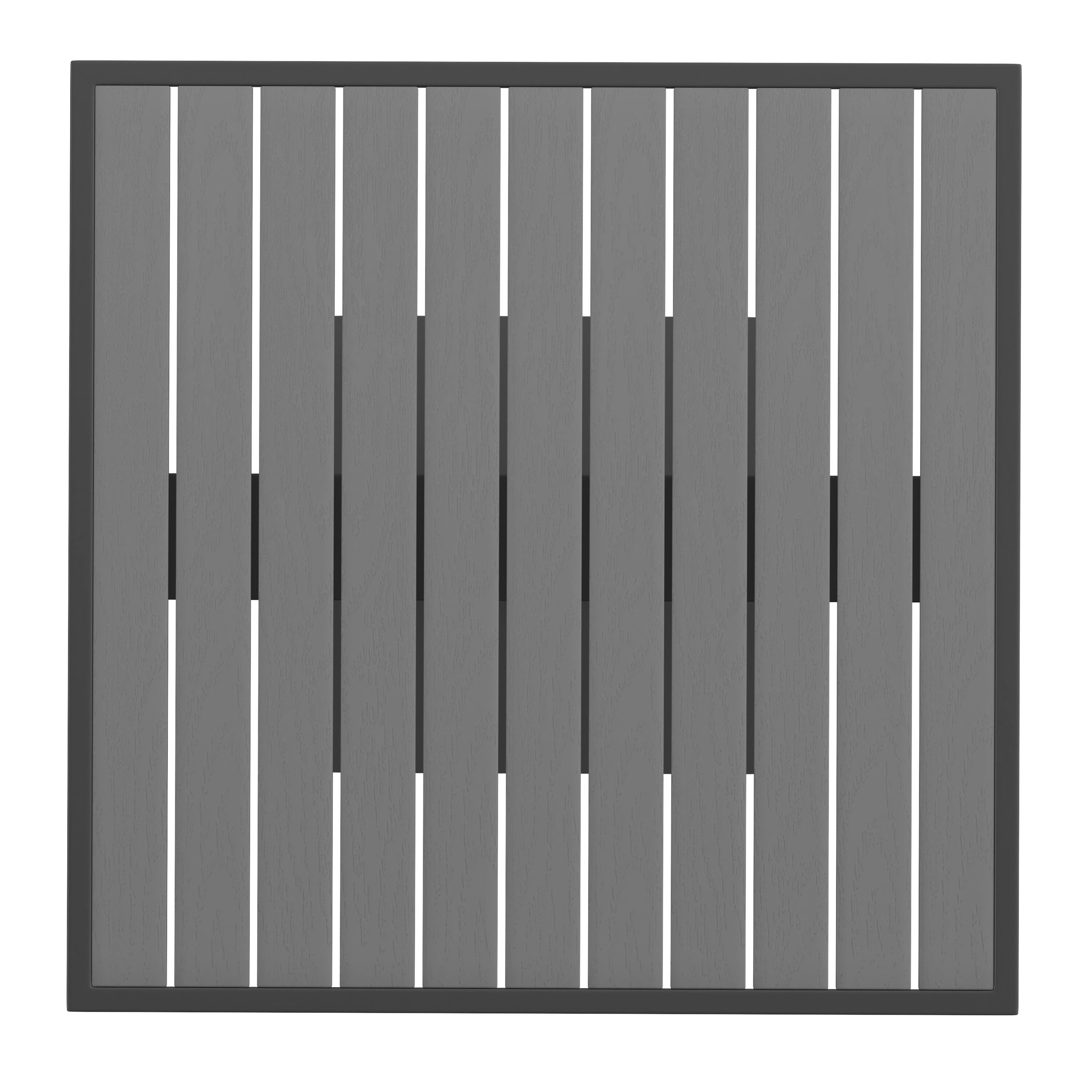 Alt View 9. Emma + Oliver - Outdoor Faux Teak Dining Table with Poly Slats - Patio Table - Gray Wash Teak.