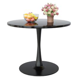 Ecooso - 31.5" Round Dining Table, Tulip Table Kitchen Dining Table 2-4 People with MDF Table Top & Pedestal Base - Black