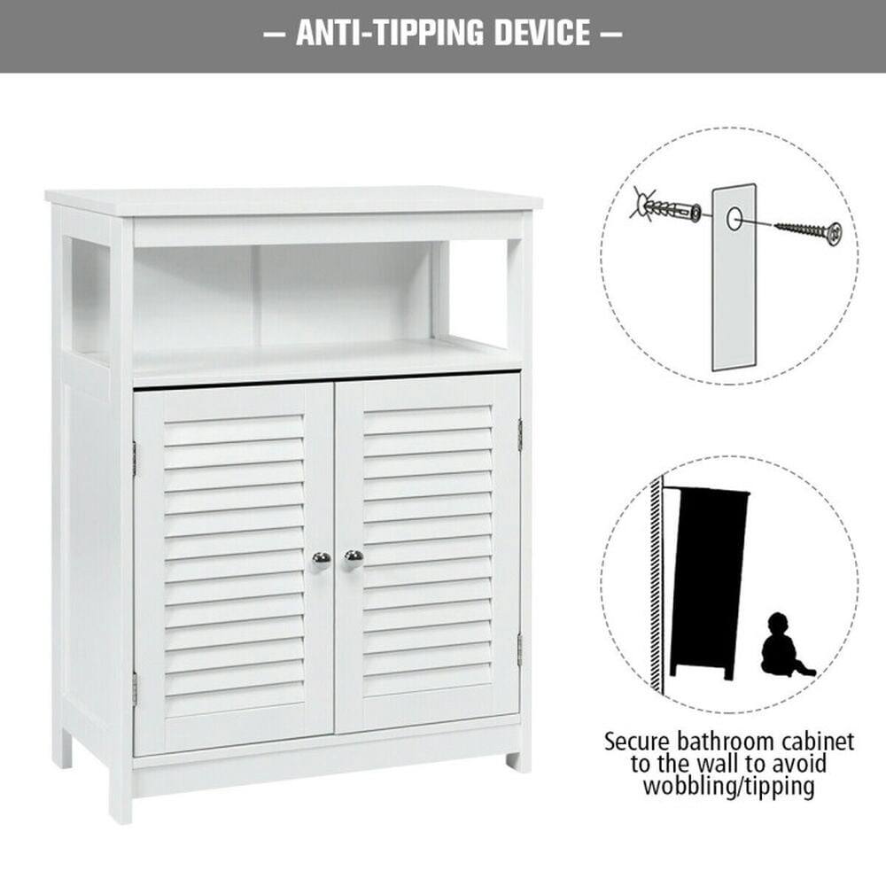 — ANTI-TIPPING DEVICE —

Secure bathroom cabinet to the wall to avoid wobbling/tipping