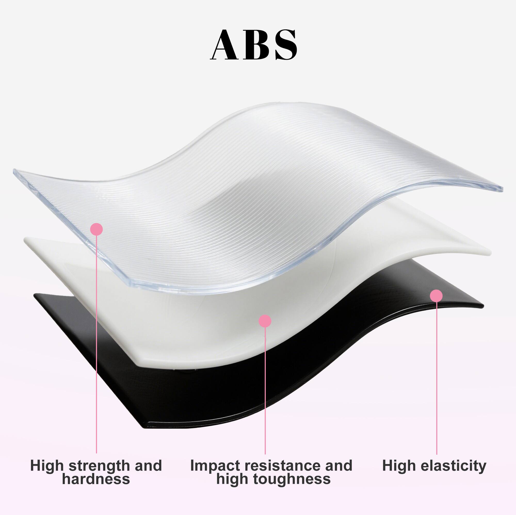ABS

- High strength and hardness
- Impact resistance and high toughness
- High elasticity