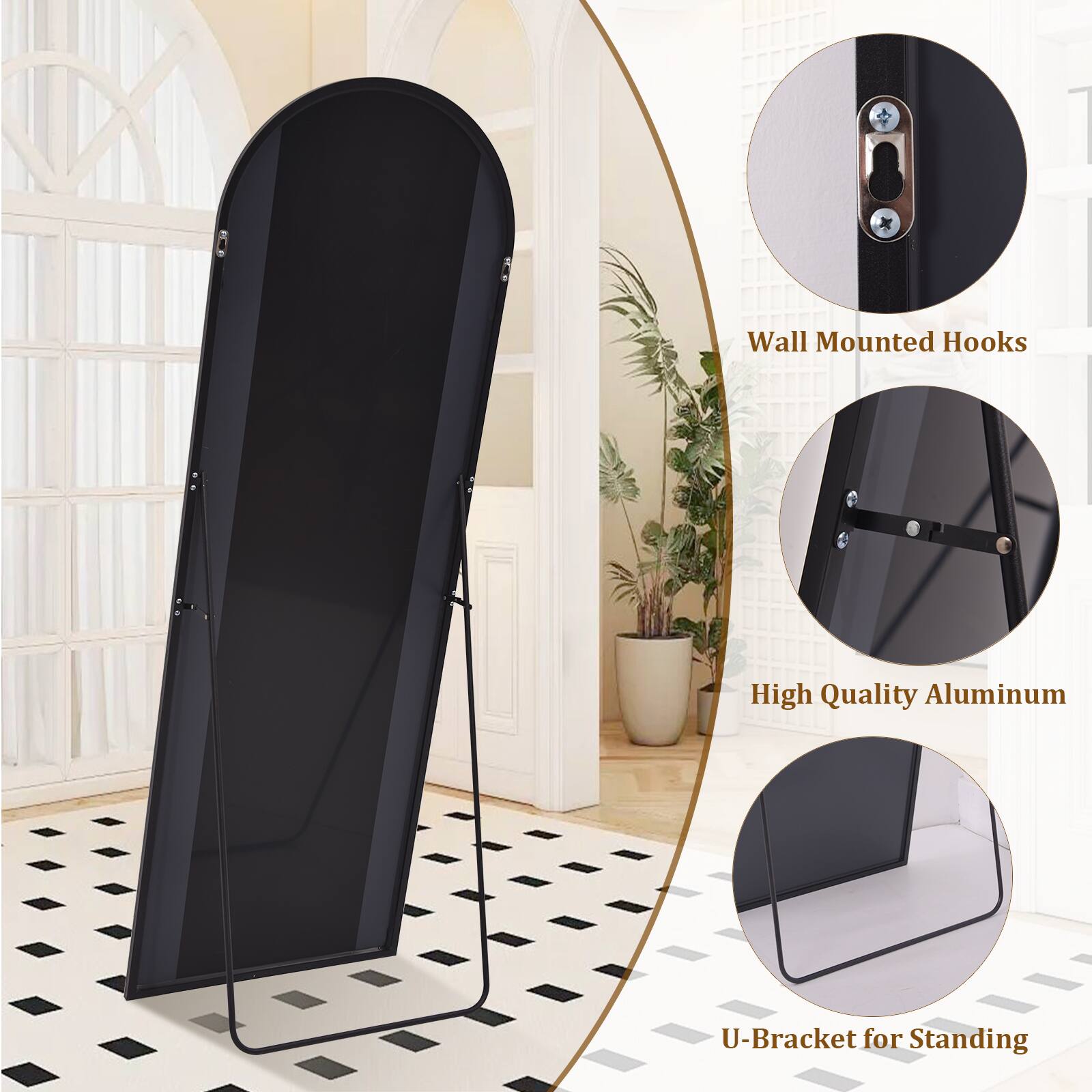 Wall Mounted Hooks  
High Quality Aluminum  
U-Bracket for Standing
