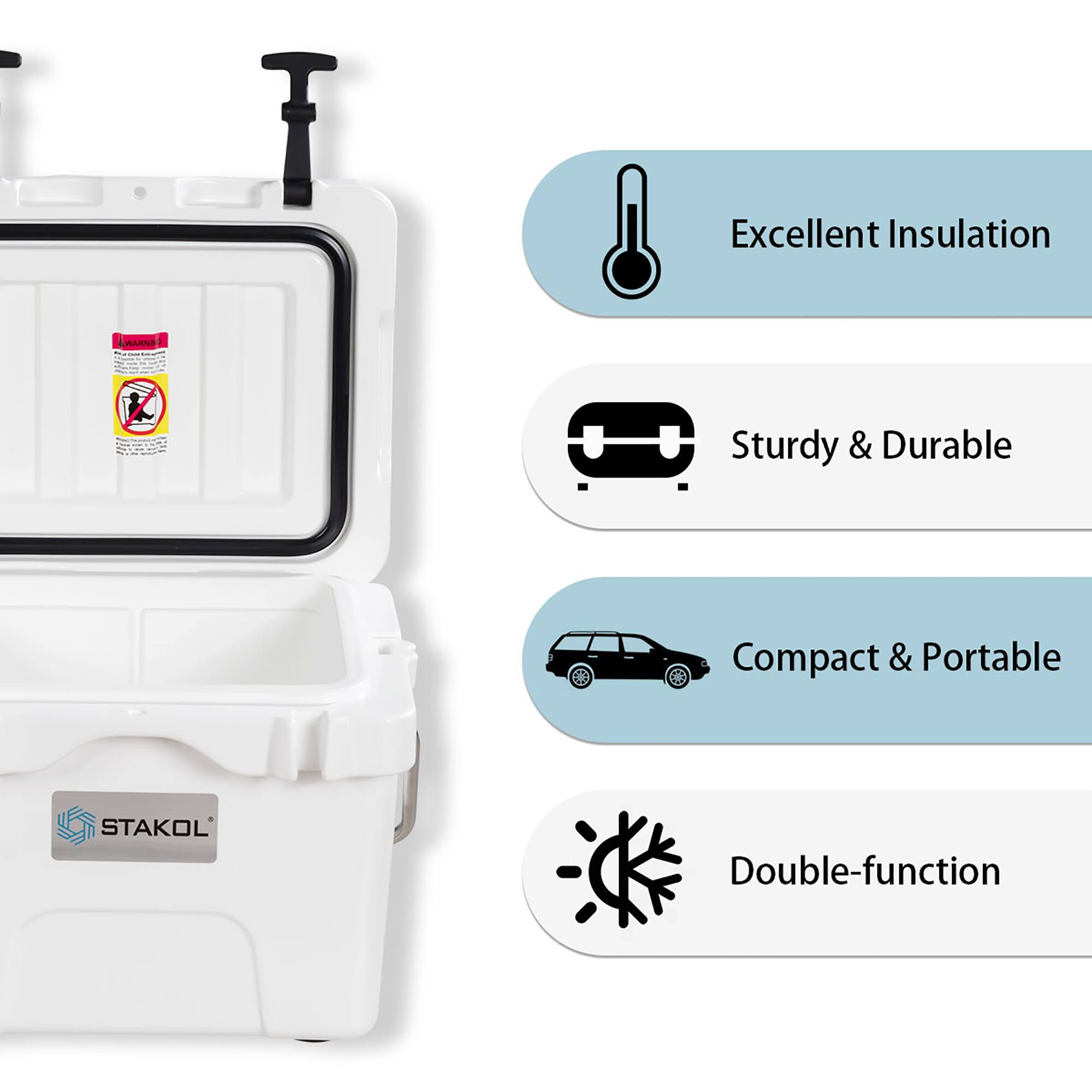 Excellent Insulation  
Sturdy & Durable  
Compact & Portable  
Double-function