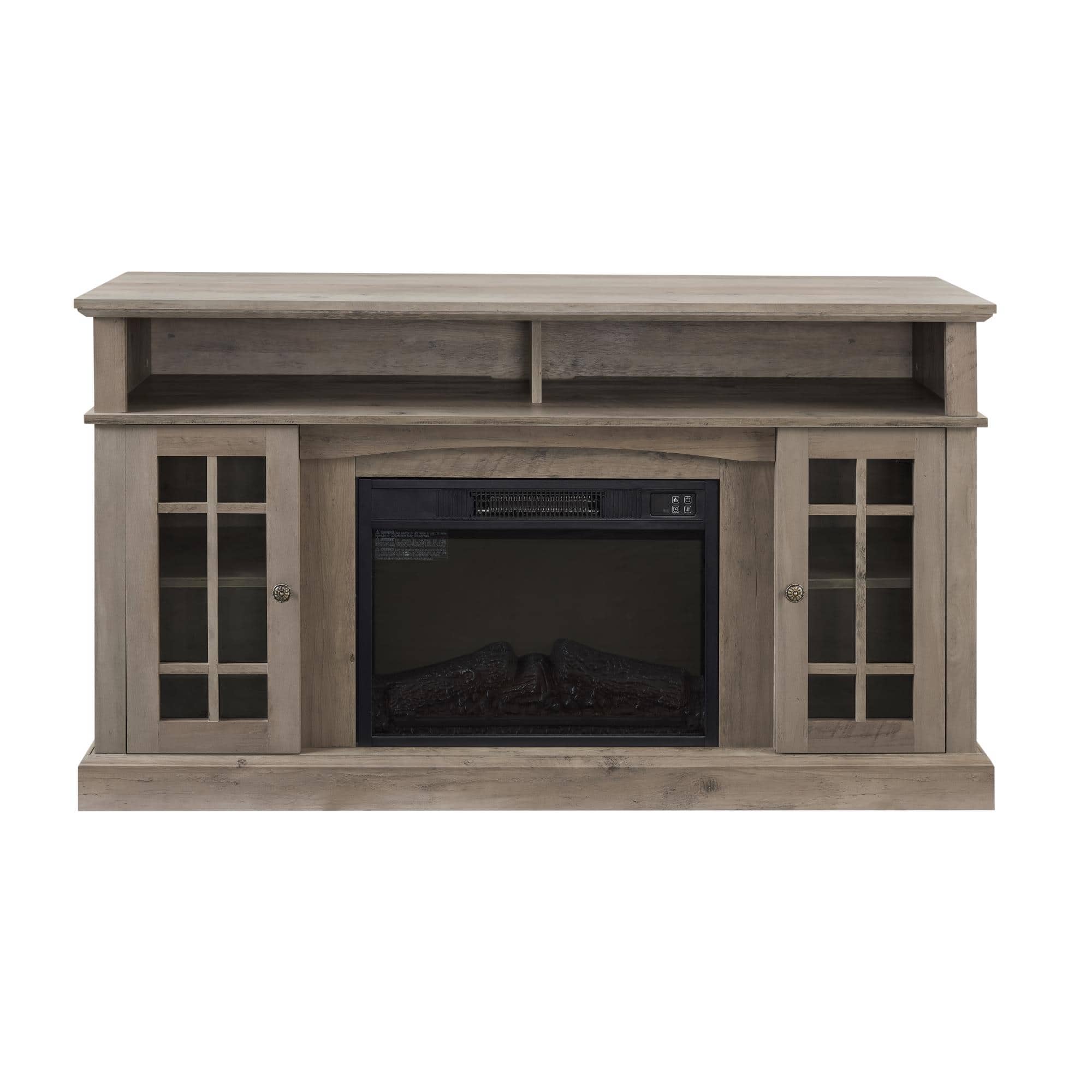 Boyel Living - Classic TV Media Stand Modern Entertainment Console with 23" Fireplace Inset for TV Up to 65" - Gray Wash