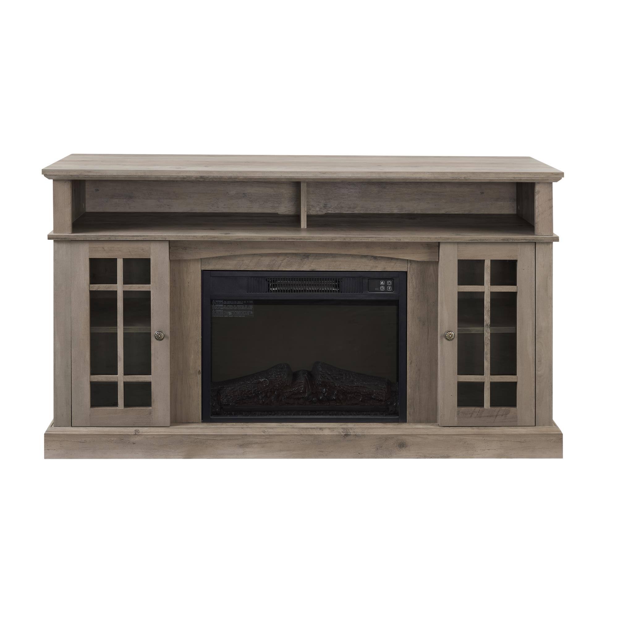 Front. Boyel Living - Gray Wash Classic TV Media Stand Modern Entertainment Console with 23" Fireplace Inset for TV Up to 65" - Gray Wash.