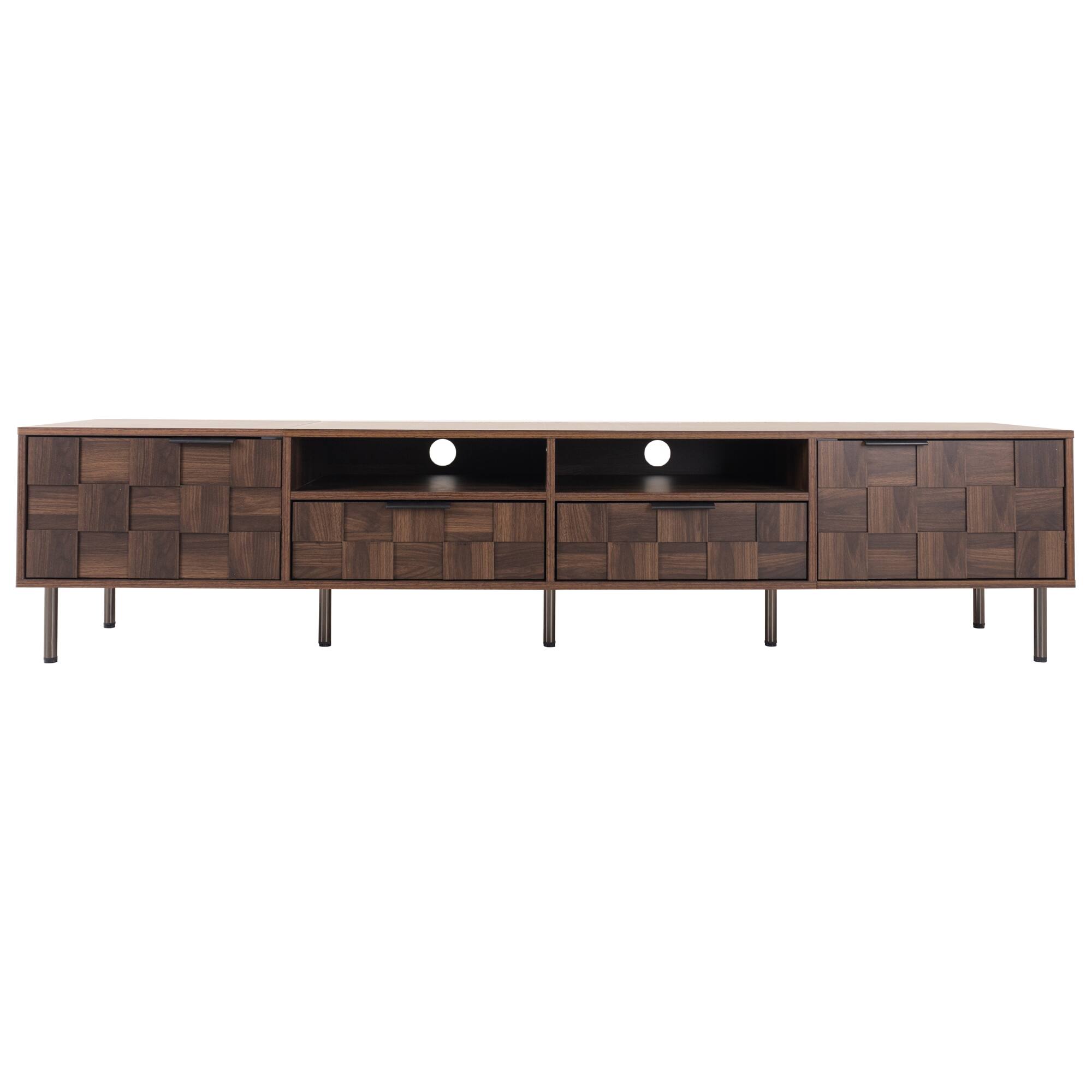 Alt View 8. Whisen - Mid Century TV Stand Media Console for TVs up to 85", with 2 Drawers and Storage for Living room,Home Theatre - Dark Brown.