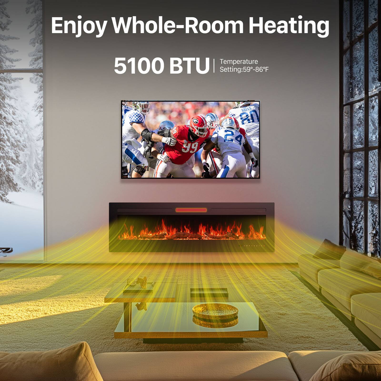Enjoy Whole-Room Heating

5100 BTU

Temperature Setting: 59°-86°F
