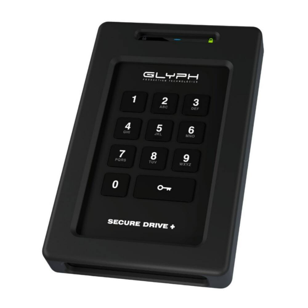 GLYPH  
PROTECTION TECHNOLOGIES  

1 ABC  
2 DEF  
3 GHI  
4 JKL  
5 MNO  
6 PQR  
7 TUV  
8 WXYZ  
9  

0  

SECURE DRIVE +