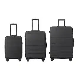 Bestier - 3-Piece ABS Hardshell Luggage Set (20”/24”/28”) with TSA Lock, Spinner Wheels & Lightweight Design - Black
