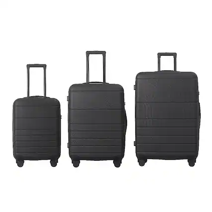 Front. Bestier - 3-Piece ABS Hardshell Luggage Set (20”/24”/28”) with TSA Lock, Spinner Wheels & Lightweight Design - Black.